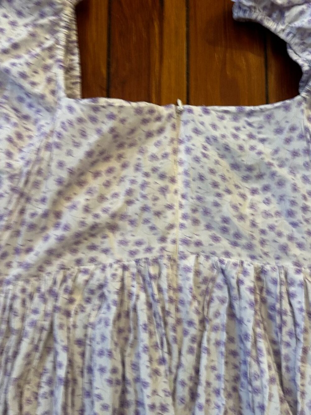 Selkie The Puff Dress in Purple Ditsy Floral - Picture 7 of 7